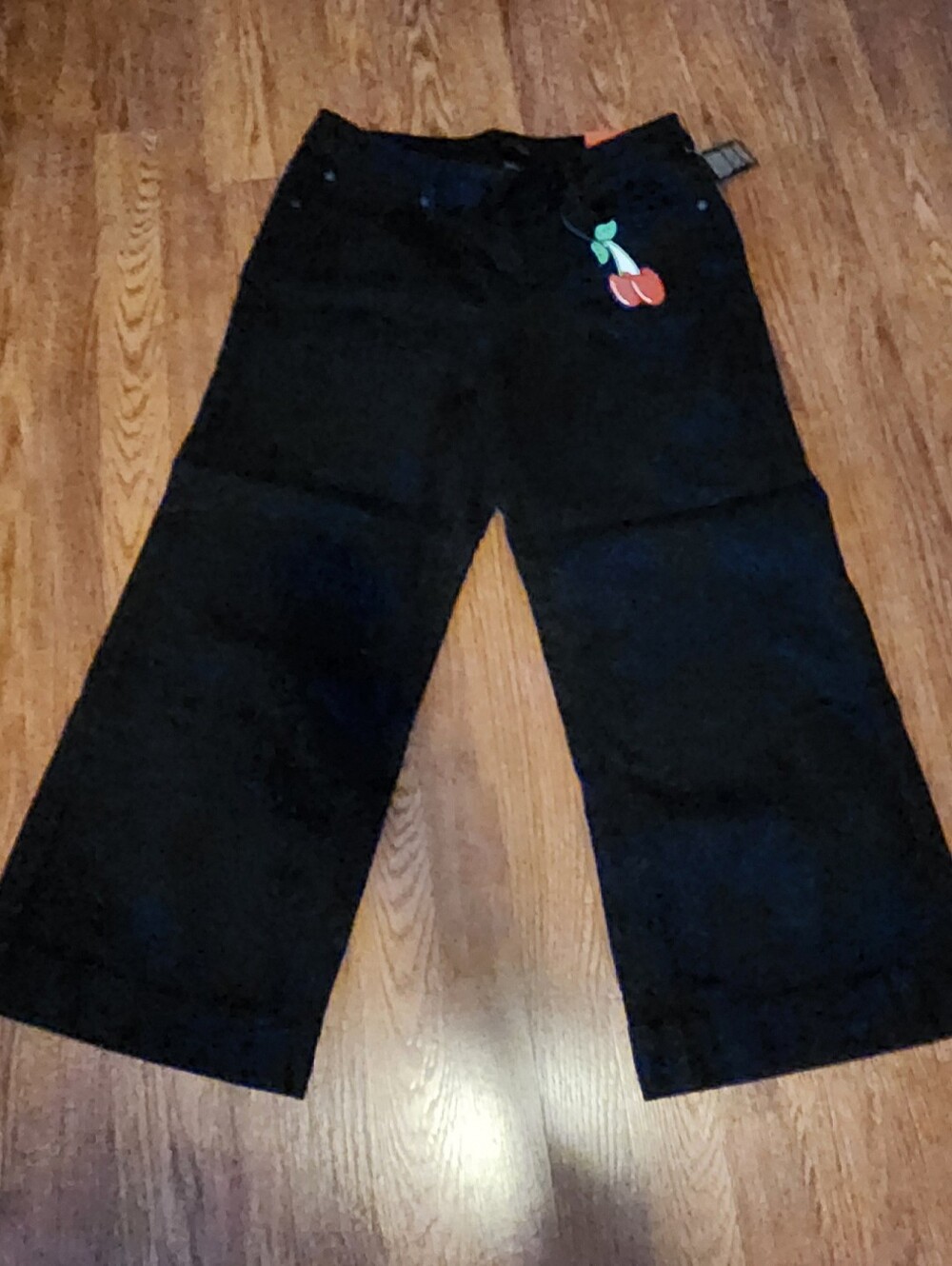 Black Cropped Wide-Leg Jeans